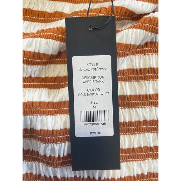 NWT VERONICA BEARD TOP MEDIUM BROWN CAFE STRIPED CROPPED PREPPY RESORT VACATION - Picture 7 of 14